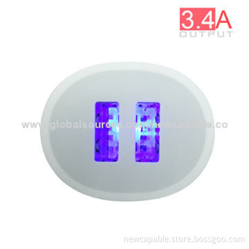 3.4A Big Output Car Charger with Rubber Paint Case, 61 x 36 x 29mm Size
